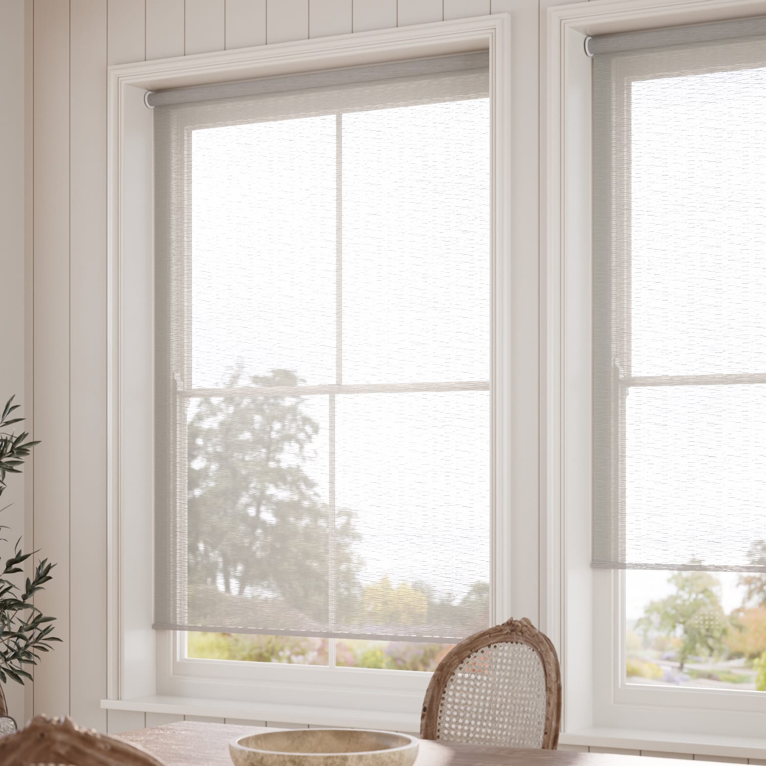 ColorizedZoom Oriel Voile Ash Roller Blind