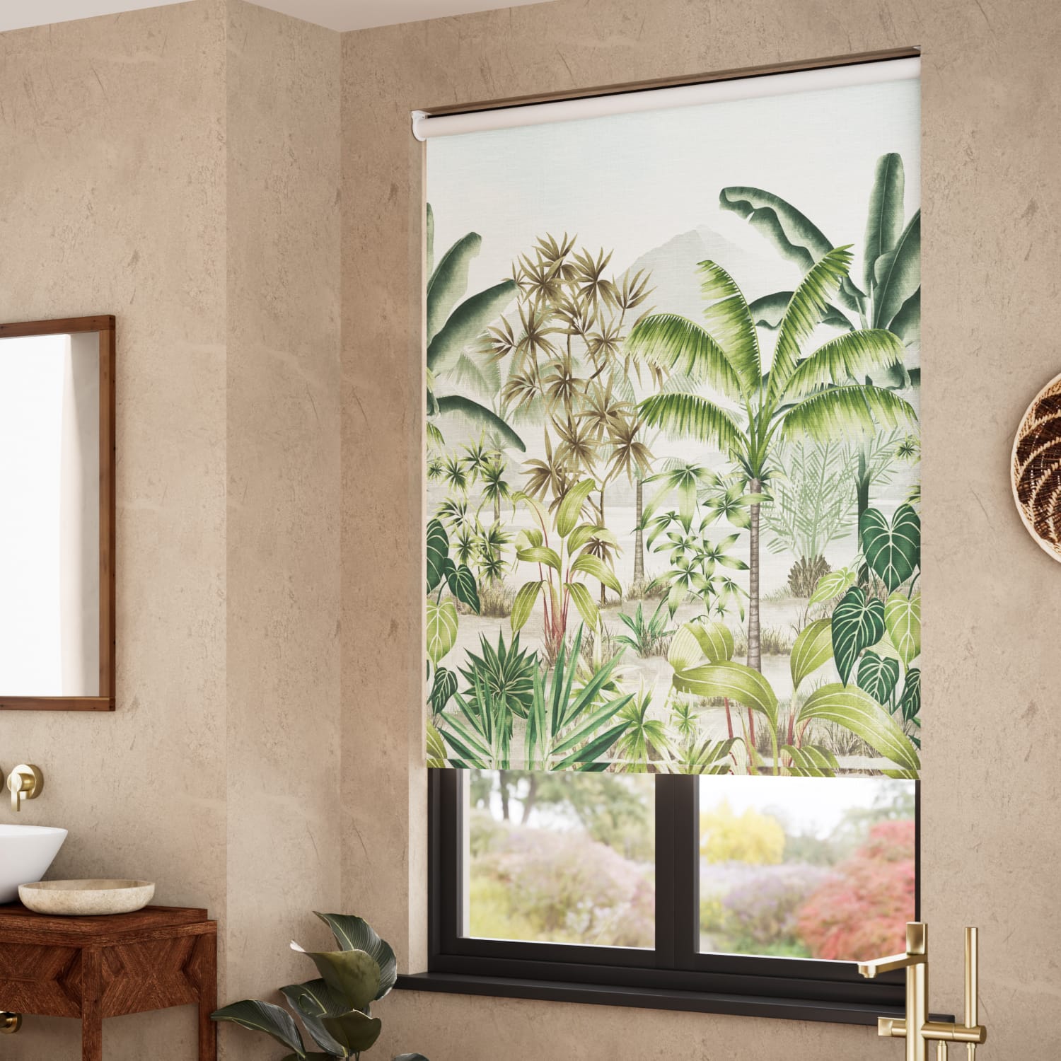 ColorizedZoom Twist2Go Mountain Palm Serenity Roller Blind 5078