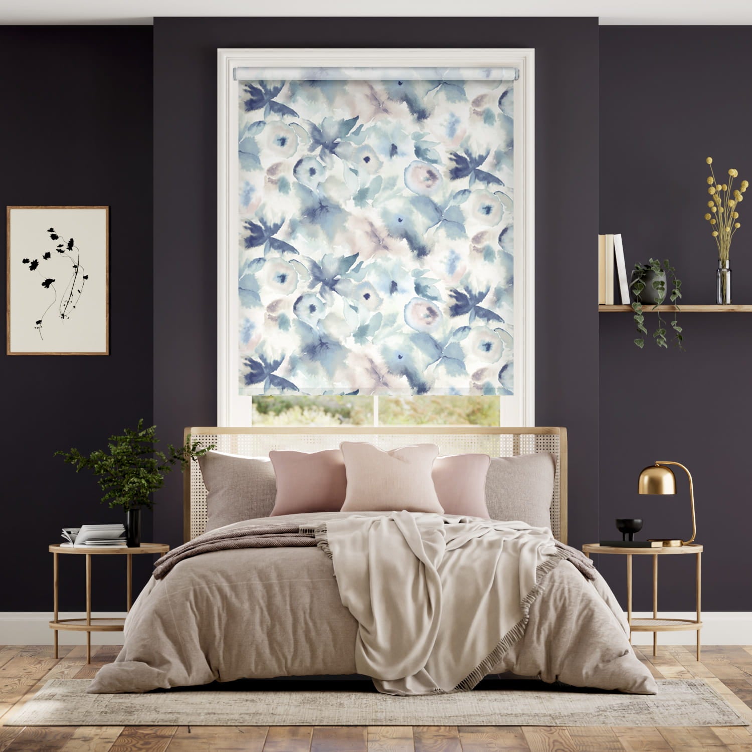 Colorized Flores Moonlight  Roller Blind