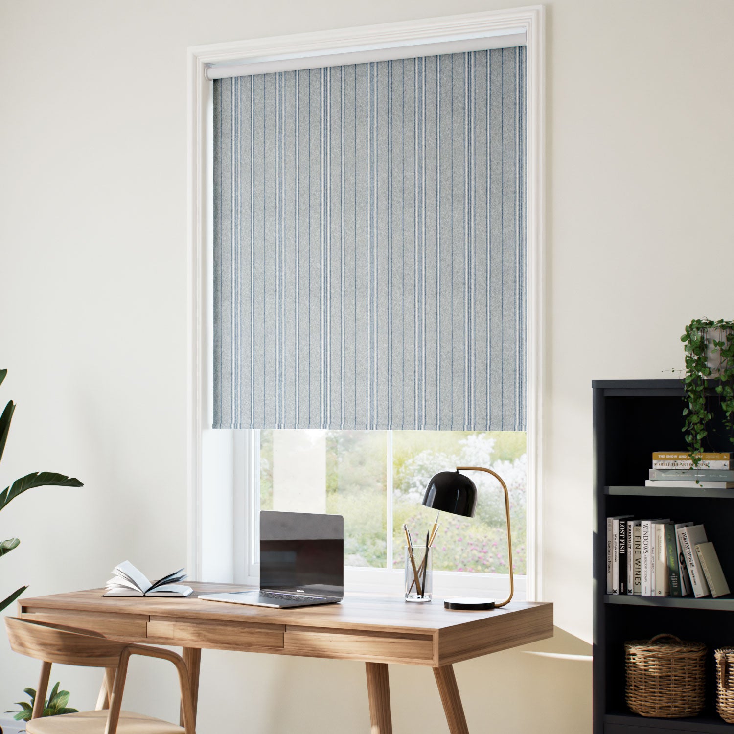 ColorizedZoom Twist2Go Choices Taylor Blue Grey Stripe Roller Blind 5274