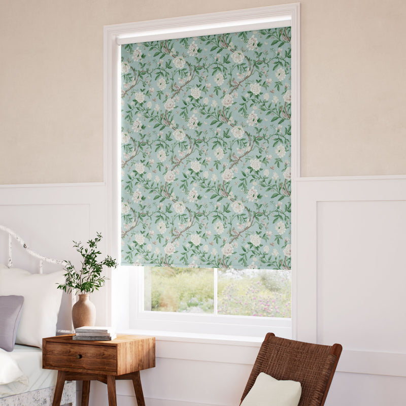 ColorizedZoom Porcelain Garden Morning Green Roller Blind