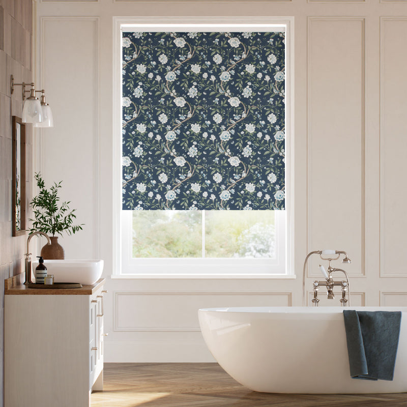 Colorized Porcelain Garden Rich Cerulean Roller Blind