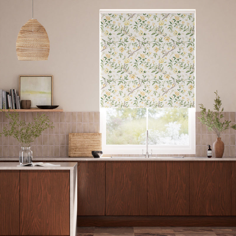 Colorized Porcelain Garden Warm Yellow Roller Blind