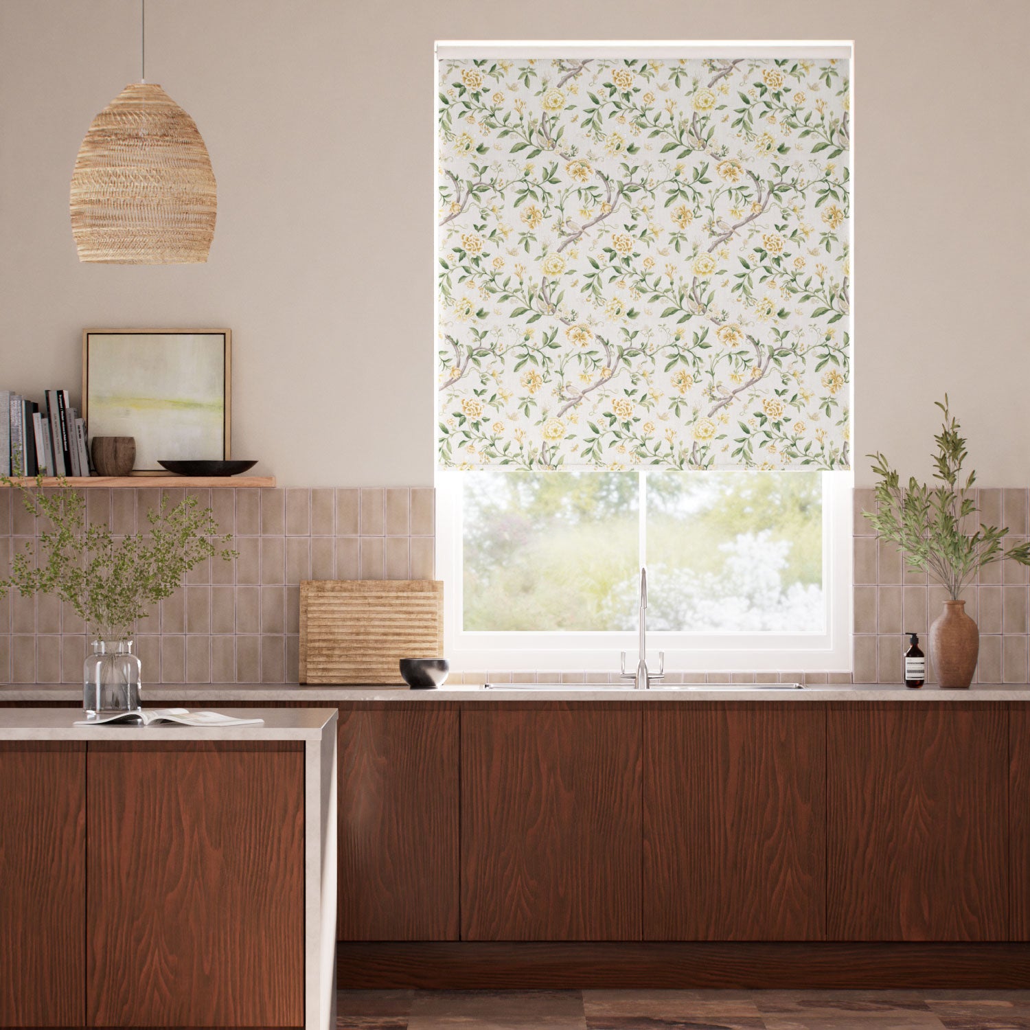 Colorized Porcelain Garden Warm Yellow Roller Blind 5310