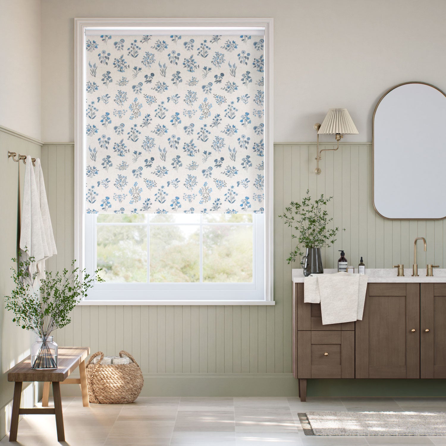 Colorized Shepherdly Meadow China Blue Roller Blind 5380