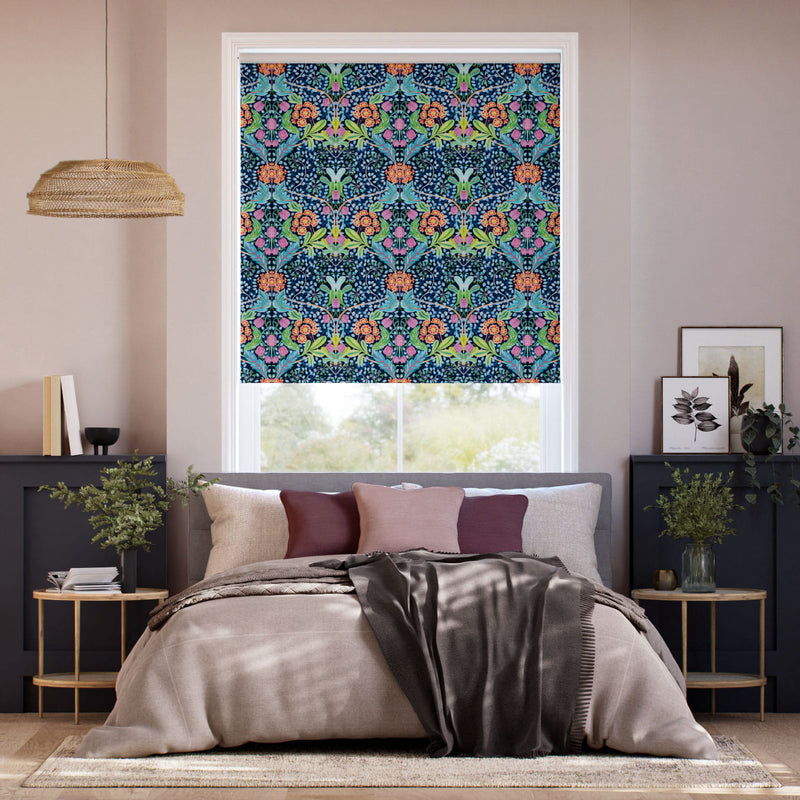 Colorized Twist2Go Elm House Nighttime Blue Roller Blind 5396