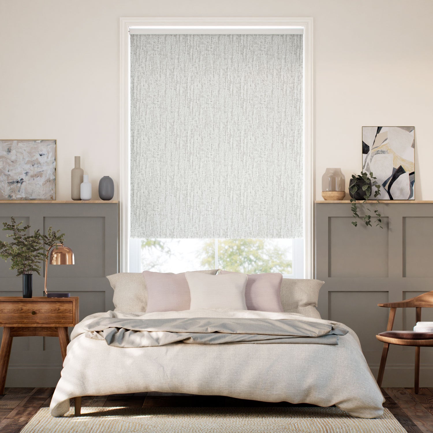 Colorized Choices Cassia Silver & White Roller Blind 5419