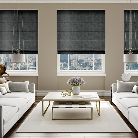 Colorized DuJour Velvet Gunmetal Grey Roman Blind