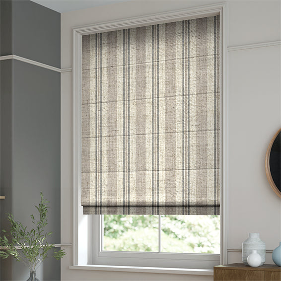 ColorizedZoom Truro Stripe Linen Sandstone Roman Blind 6657