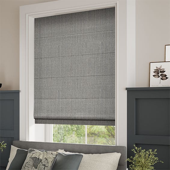 ColorizedZoom Paleo Linen Steel Roman Blind 6679