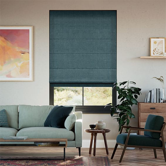 Colorized Paleo Linen Gulf Blue  Roman Blind 6668