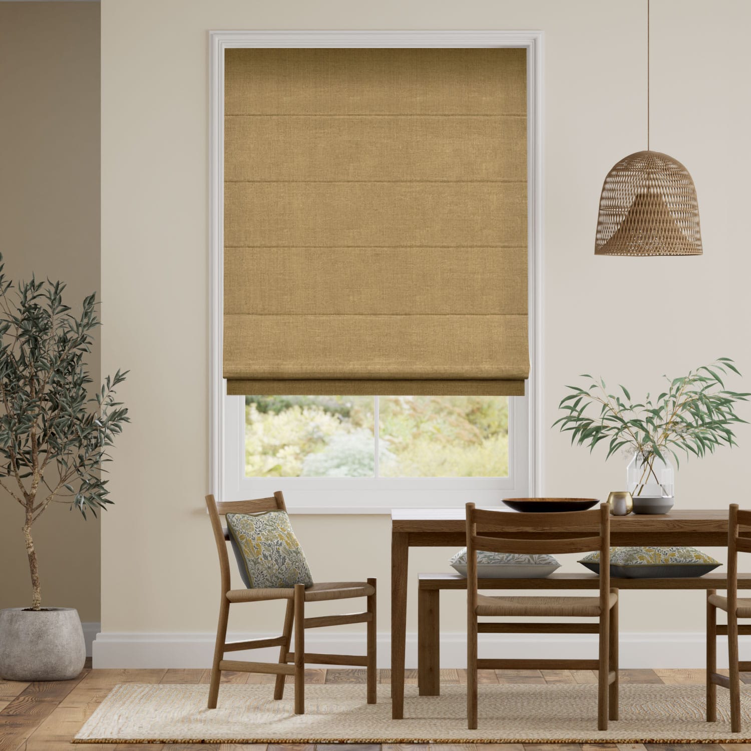 Colorized Paleo Linen Mustard  Roman Blind