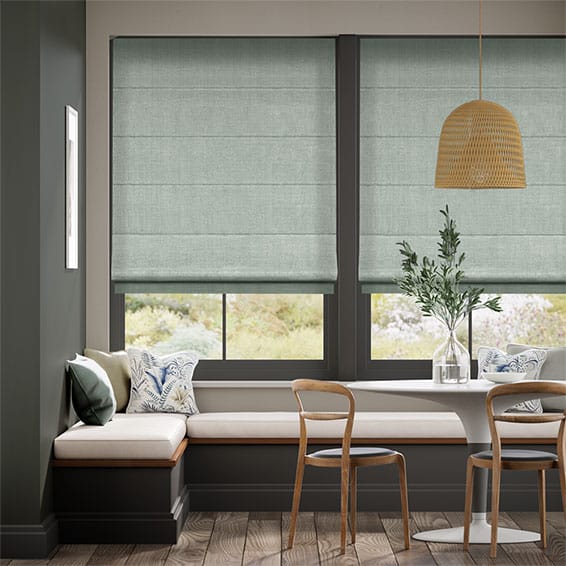 Colorized Paleo Linen Teal Wash  Roman Blind