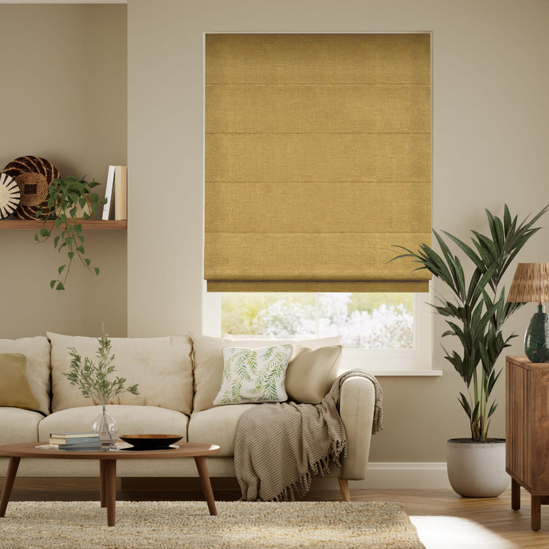 Colorized Paleo Linen Saffron  Roman Blind