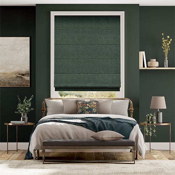 Colorized Paleo Linen Teal Twilight  Roman Blind 8975