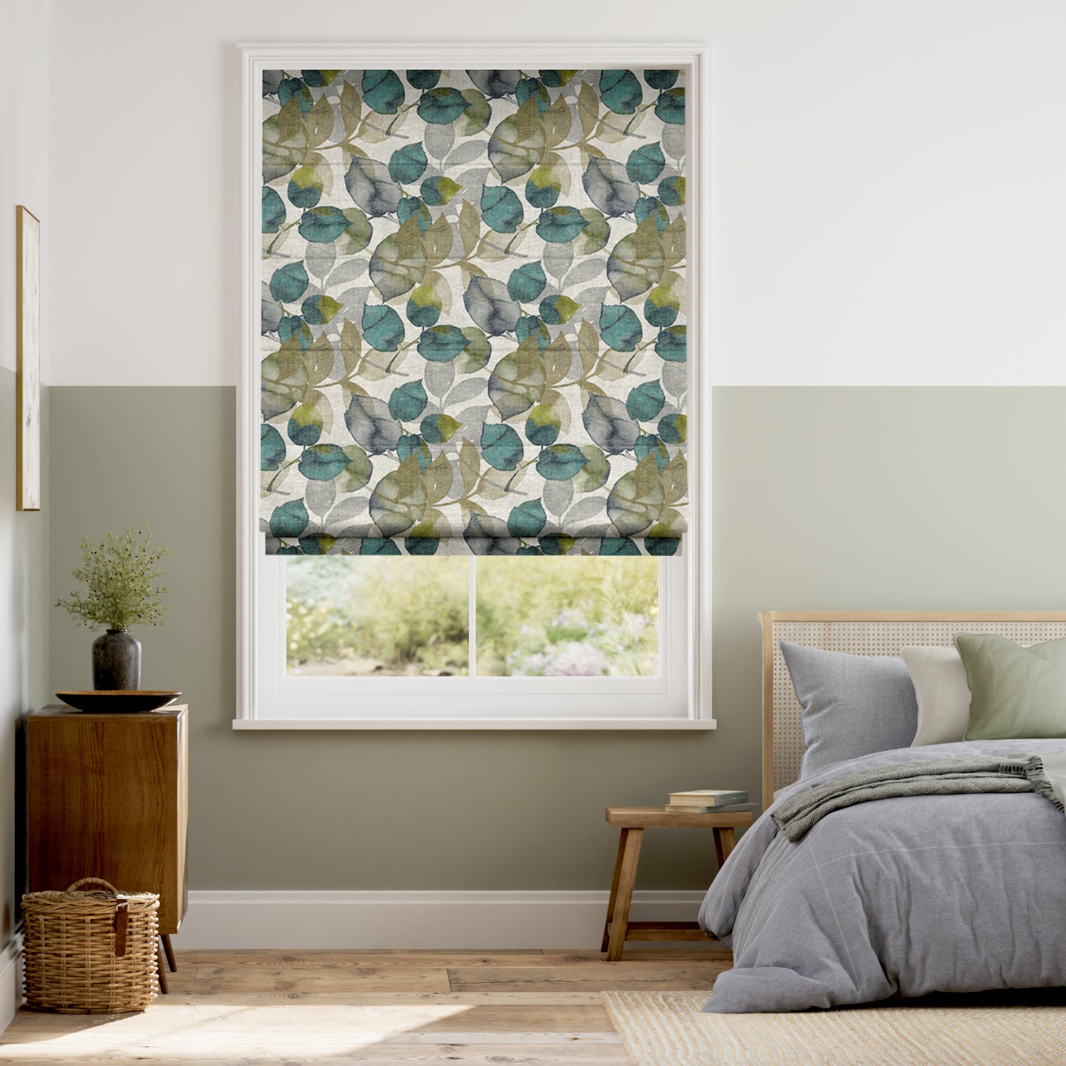 Colorized Blakely Linen Vintage Cyan Spring Roman Blind 6685