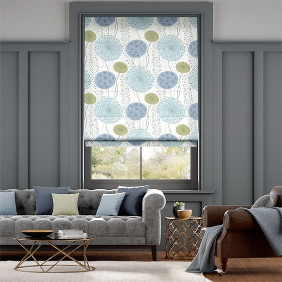 Colorized Gardenia Inky Blue Roman Blind 6691