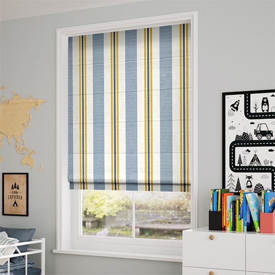 ColorizedZoom Truro Stripe Coastal Blue Roman Blind