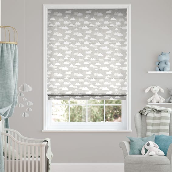 Colorized Fluffy Clouds Grey Roman Blind 6720