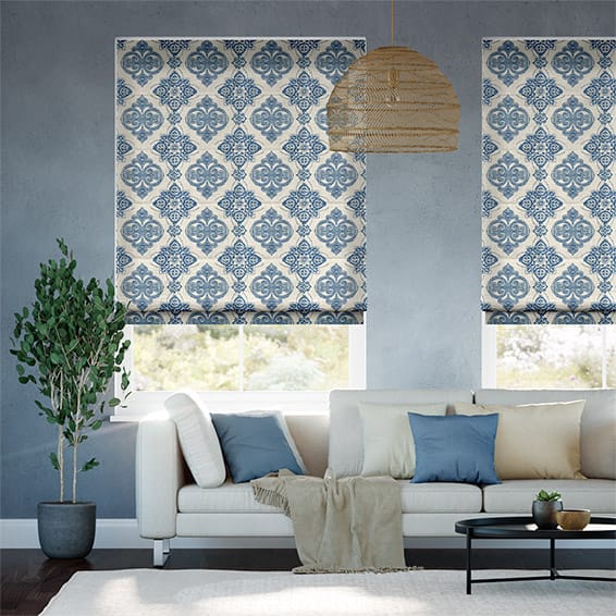 Colorized Baroque Cobalt Blue Roman Blind 6721