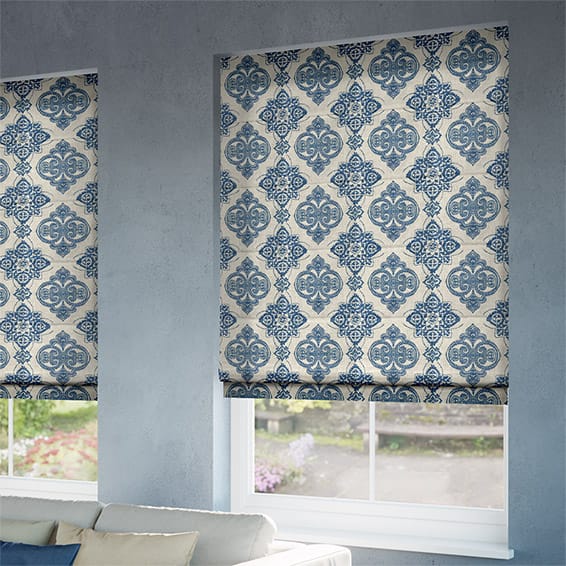 ColorizedZoom Baroque Cobalt Blue Roman Blind 6721
