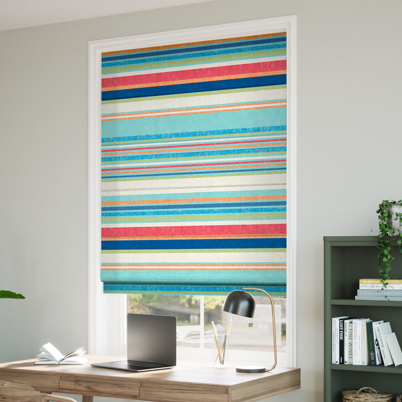 ColorizedZoom Calcutta Stripe Seaside Blue Roman Blind 6770
