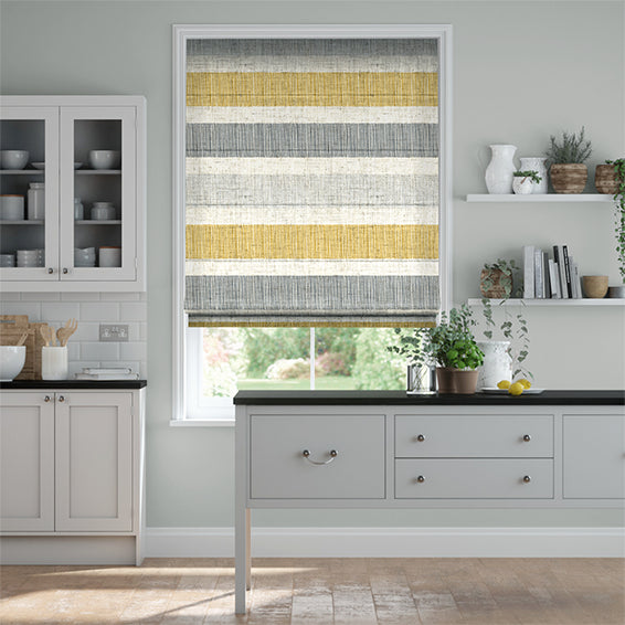 Colorized Cardigan Stripe Linen Flax Grey Roman Blind 6803