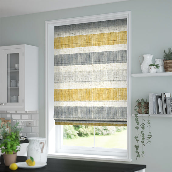 ColorizedZoom Cardigan Stripe Linen Flax Grey Roman Blind 6803