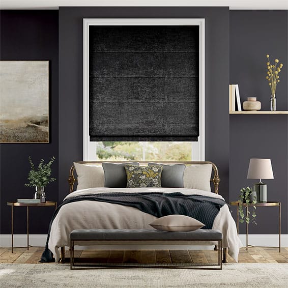 Colorized Crushed Velvet Obsidian Roman Blind