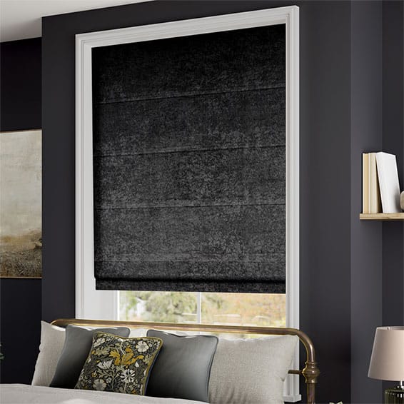 ColorizedZoom Crushed Velvet Obsidian Roman Blind