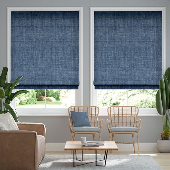 Colorized Eternity Linen Whale Blue Roman Blind 6840