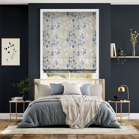 Colorized Renaissance Faux Silk Blueberry Roman Blind