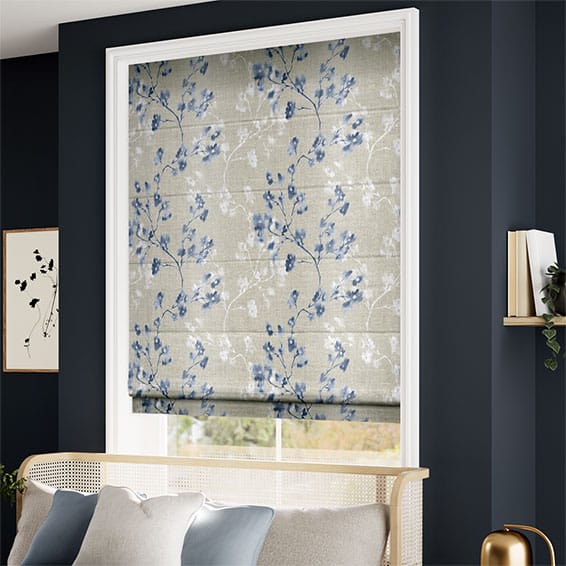 ColorizedZoom Renaissance Faux Silk Blueberry Roman Blind