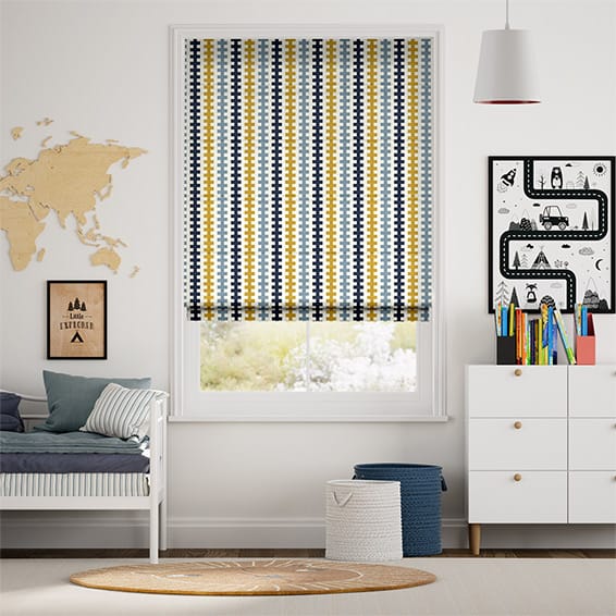 Colorized Hounds Tooth Beach Blue Roman Blind 6881