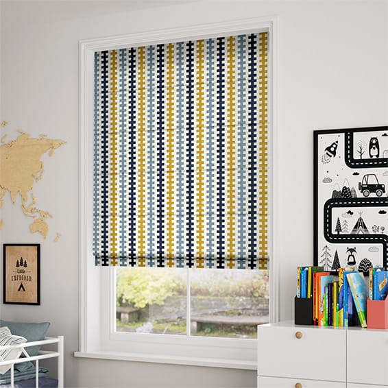 ColorizedZoom Hounds Tooth Beach Blue Roman Blind 6881