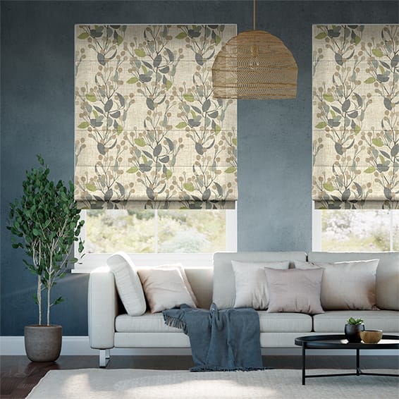 Colorized Bursting Berries Vintage Linen Oatmeal Roman Blind 6882