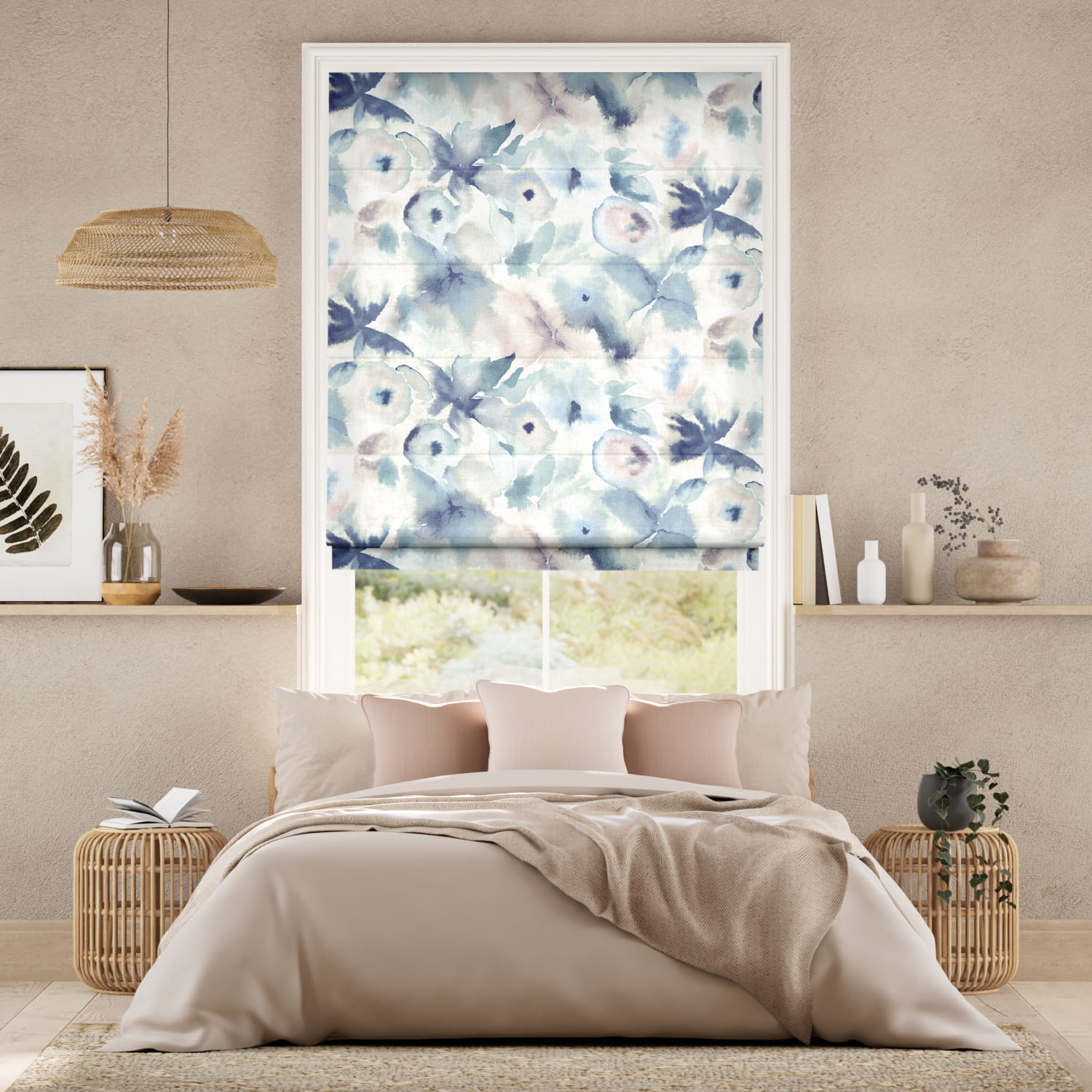 Colorized Flores Moonlight  Roman Blind