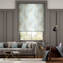 Colorized Moonlit Fern Faux Silk Pastel Blue Roman Blind