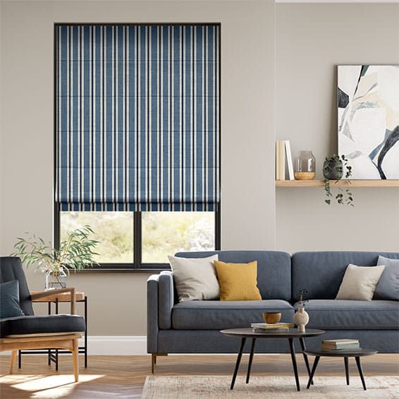 Colorized Twill Stripe Linen Denim Roman Blind 6893
