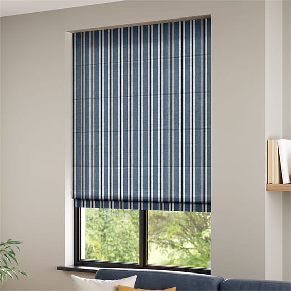ColorizedZoom Twill Stripe Linen Denim Roman Blind 6893