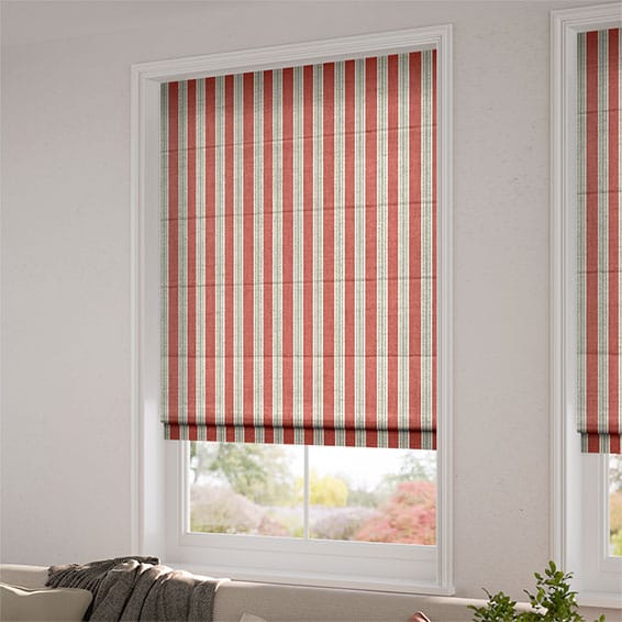 ColorizedZoom Twill Stripe Linen Party Red Roman Blind 6891