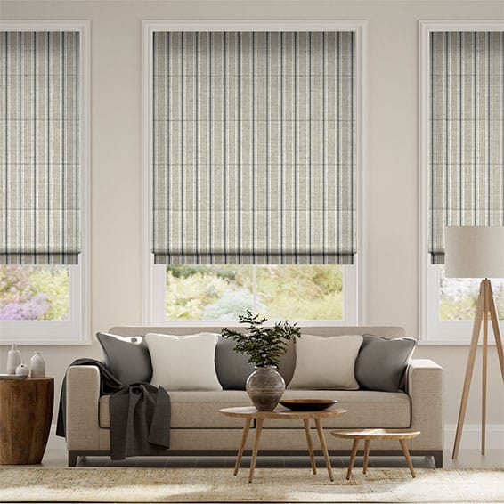 Colorized Twill Stripe Linen Smoke Roman Blind 8960