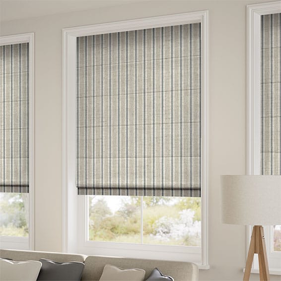 ColorizedZoom Twill Stripe Linen Smoke Roman Blind 8960