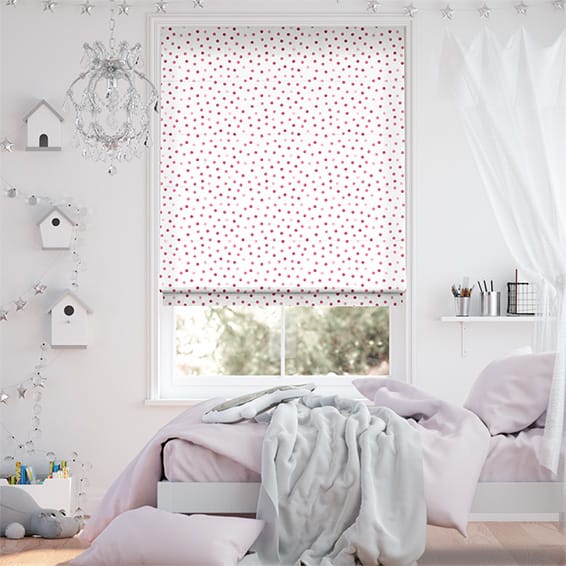Colorized Polka Dot Pink Roman Blind