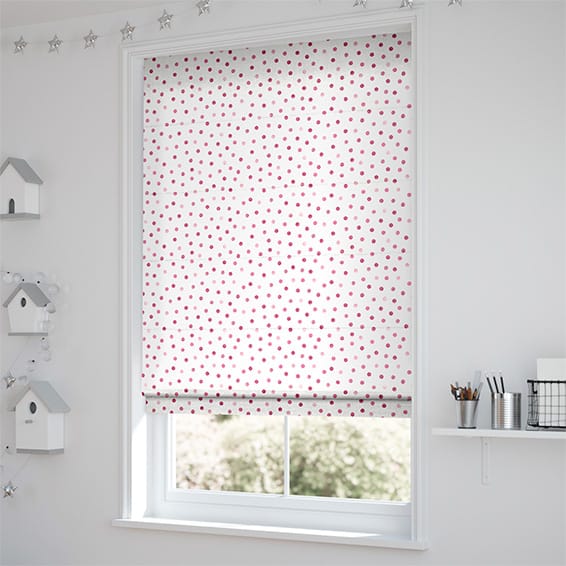 ColorizedZoom Polka Dot Pink Roman Blind