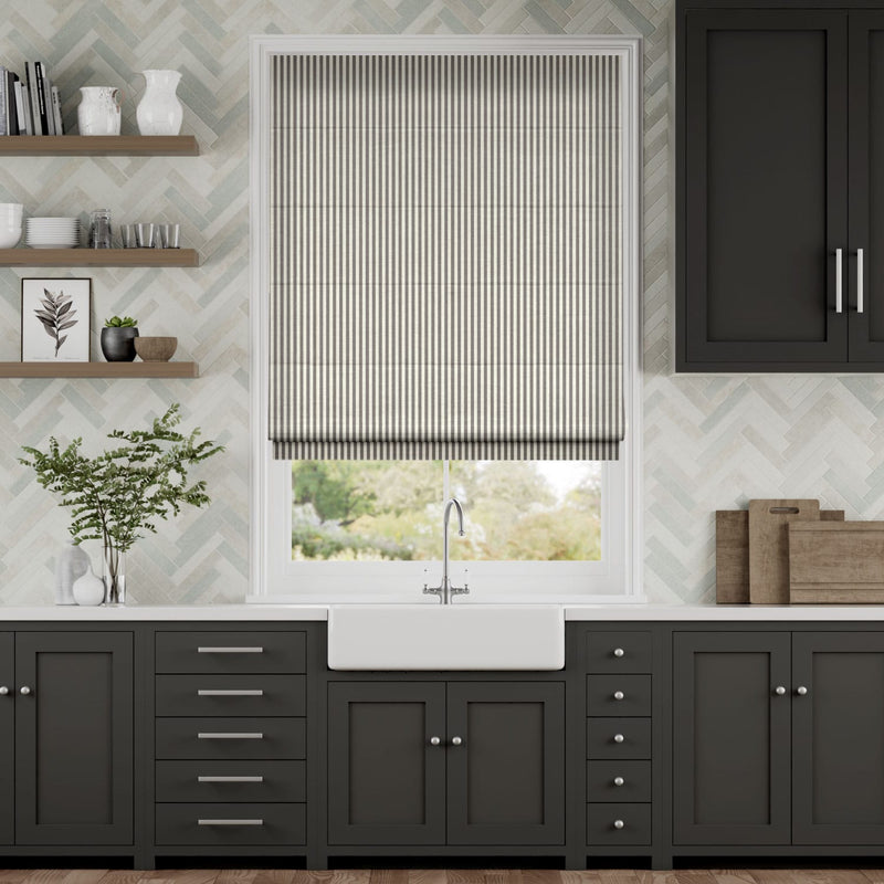 Colorized Candy Stripes Pewter Roman Blind 6926