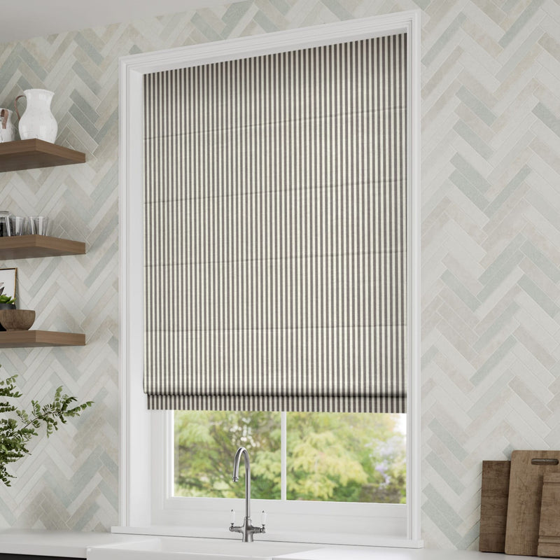 ColorizedZoom Candy Stripes Pewter Roman Blind 6926