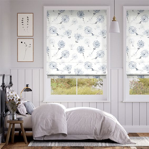 Colorized Floral Breeze Bluegrey Roman Blind 6927