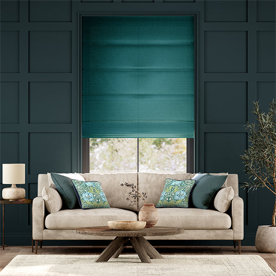 Colorized Ahisma Luxe Faux Silk Turquoise Roman Blind 6936