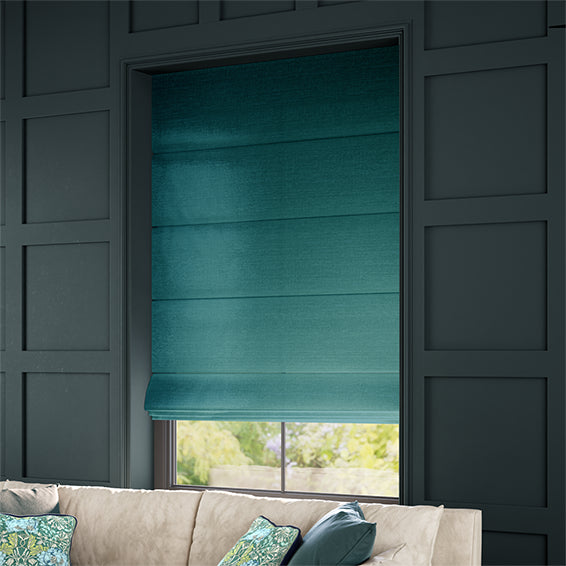ColorizedZoom Ahisma Luxe Faux Silk Turquoise Roman Blind 6936